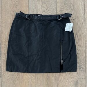 Free People Faux Leather Black Mini Skirt Size 4